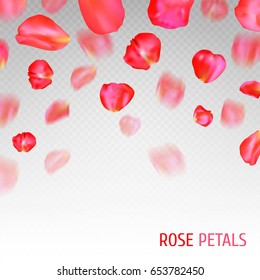 Background with red rose petals