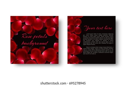 Background with red rose petals for romantic greetings on Valentine's Day or Mother's Day.