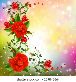 Background with red roses