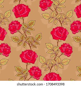 Background with red roses. Vector.