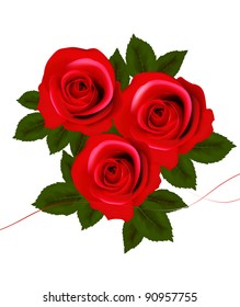 Background with red roses. Vector illustration.