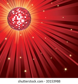 Background with red shining disco-ball