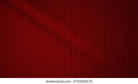 Fondo Textura abstracta de la raya roja Diseño de impresión de moda. Vertical de pared de rayas paralelas con iluminación suave. Pared de Navidades con luz de sombra.