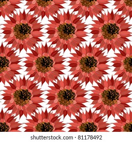 Background with red sunflowers