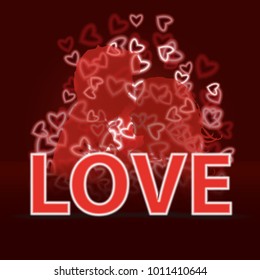 Background in red tones with hearts for St. Valentine's Day.