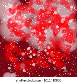 Background in red tones with hearts for St. Valentine's Day