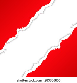 Background with red torn paper texture. Vector EPS 10