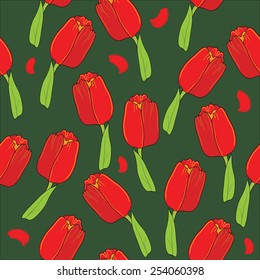 Background with red tulips