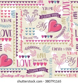 Background with  red valentine heart, flower and wishes text,  vector illustration