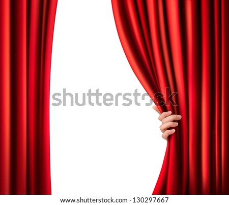 Background with red velvet curtain. Vector illustration