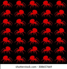 Background of red of walking spiders on black background