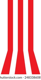The background is red and white, 3D lines and simple