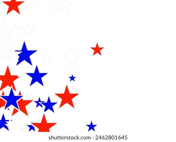 Background with red, white, blue stars. Vector paper illustration. Web banner template for USA Independence day or Memorial Day