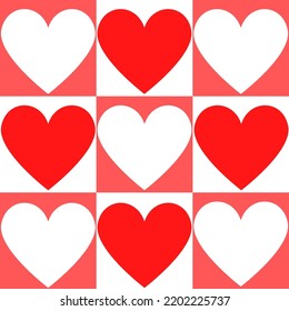 Antecedentes con corazones rojos y blancos
