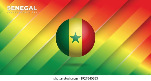 Hintergrund mit rotem gelbem und grünem Design. Senegal Independence Day Hintergrund mit Senegal-Ball. Gute Vorlage für senegalesische Tagesgestaltung.