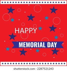 Background red,star background memory day USA.For design template banner,etc.