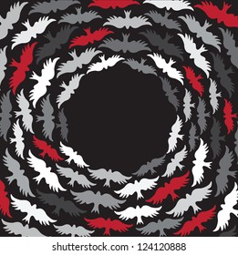 Background with red,white and gray birds