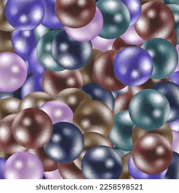 Fondo con bolas 3d negras y rosadas. Esfera redonda de objetos geométricos, perlas de metal y plástico. Plantilla con historia en medios sociales, redes sociales. ilustración vectorial