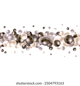 Background with render 3d color balls. Round Sphere of geometric objects, pearl made of metal and plastic. Template with social media story, social networks. vector illustration.