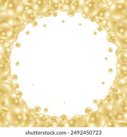 Background with render 3d green balls. Round Sphere of geometric objects, pearl made of metal and plastic. Template with social media story, social networks. vector illustration