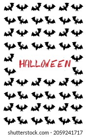 background with repeating bats and halloween poster. halloween poster