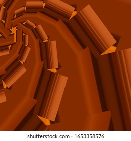 Background of repeating elements of different shapes arranged in a spiral. gradient models
