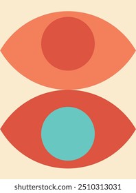 Diseño único del ojo abstracto retro del fondo con el fondo en blanco