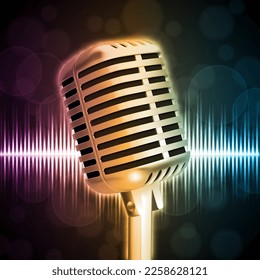 Background with retro microphone on stage. EPS10 vector