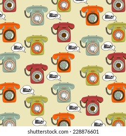 background with retro phone, illustration in vector format