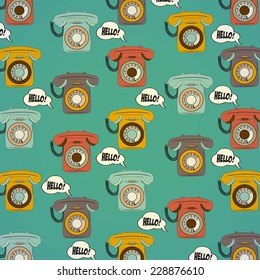 background with retro phone, illustration in vector format