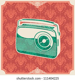 Background with retro radio. Vector illustration.