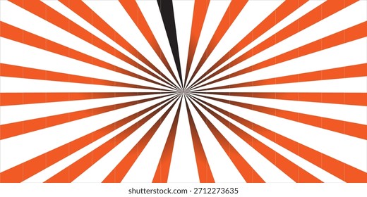 Background with retro rays, sun rays. Orange-white. Vintage background, boom, comic book, circus template. Cartoon pop art template. Vector illustration