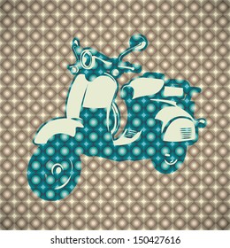 Background with retro scooter. Vector illustration.