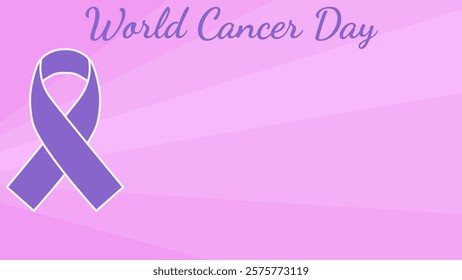 Background with ribbon objects for holiday on world cancer day. Place for text. Vector illustration in flat design style
