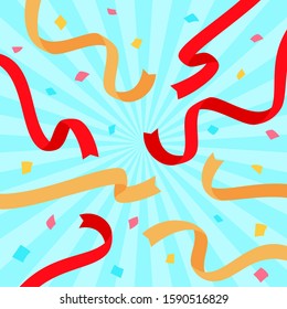 Background of ribbons and confetti