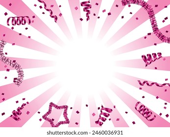 Background with ribbons, molle, confetti and halo