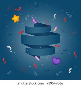 Background with ribbons and tinsel