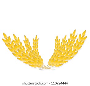 Background with ripe yellow wheat ears, vector illustration.