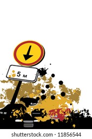 background with road and signs