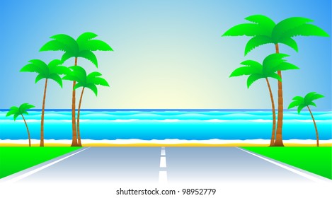 background with road and a tropical landscape