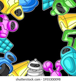 Background with robots. Teenage creative illustration. Trendy characters.