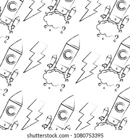 background rocket ship and thunderbolt design image