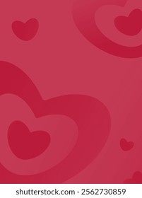 Background with romantic symbols and a place for text. Poster on a red background with hearts. Vector illustration.