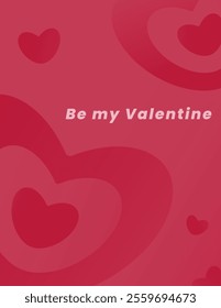 Background with romantic symbols of Valentines Day. Poster on a red background with hearts with the inscription Be my Valentine. Vector illustration.