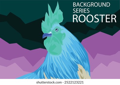 background rooster at mountains in invert