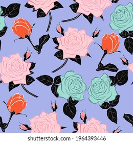 Background of rose flowers. Flower pattern