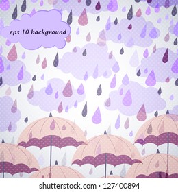 background with rose umbrella and mauve rain