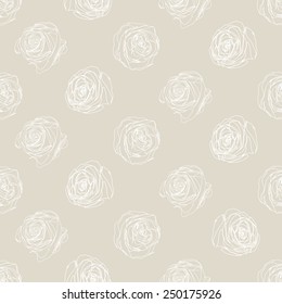 Background with roses. Floral vector monochromatic pattern.