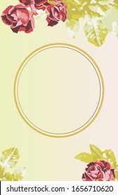 Background with roses and frame. Place for text. It can be used as an invitation card, greeting card, flyer.