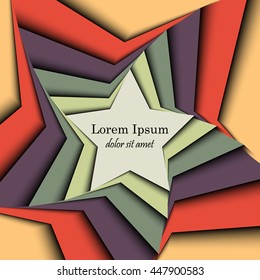 Background with a rotating star and shadows. Colorful geometric illustration.
